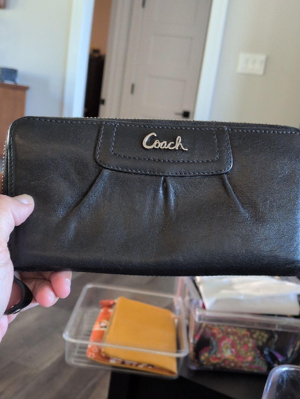 Coach Ashley Zip Wallet with Silver Logo